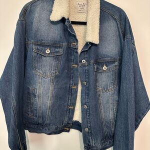 Love Tree Denim Jacket with Sherpa Lining